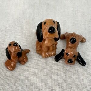 Lot Of 3 1950s Hagen Renaker Tiny Hound Dogs Playful Puppy Miniature Figurines